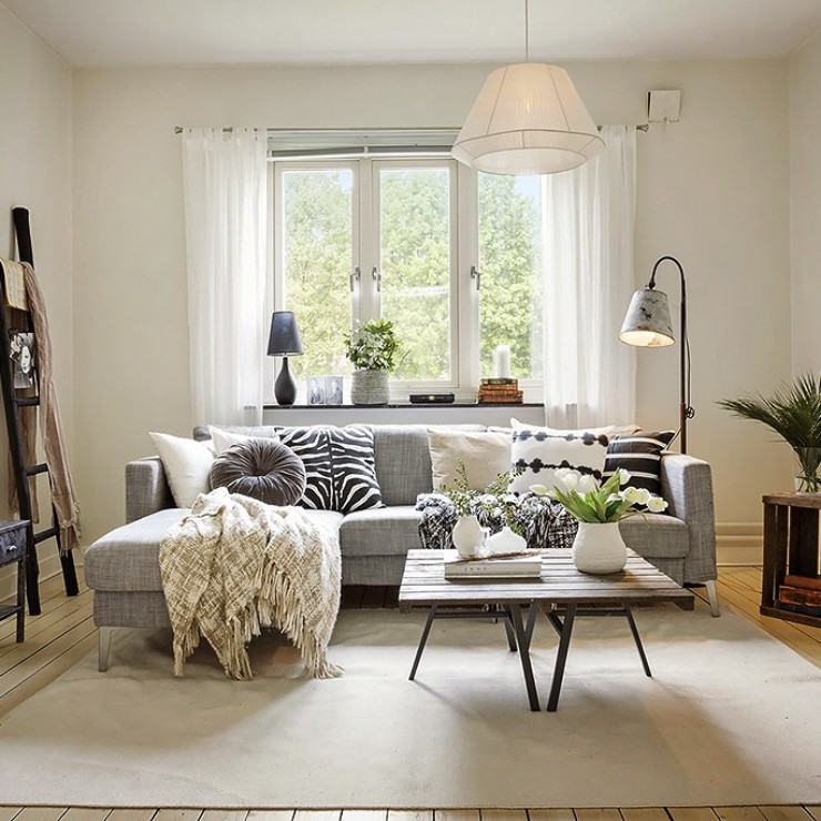 Apartamento quarto e sala escandinavo no blog Detalhes Magicos
